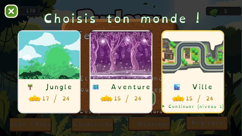 Carte des quatre mondes du parcours