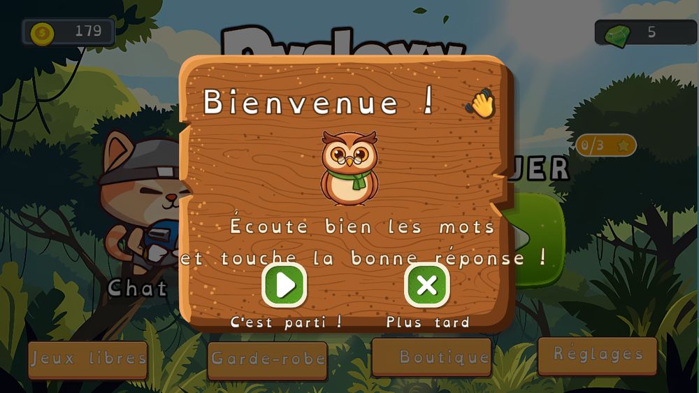 Mascotte qui explique la règle du jeu
